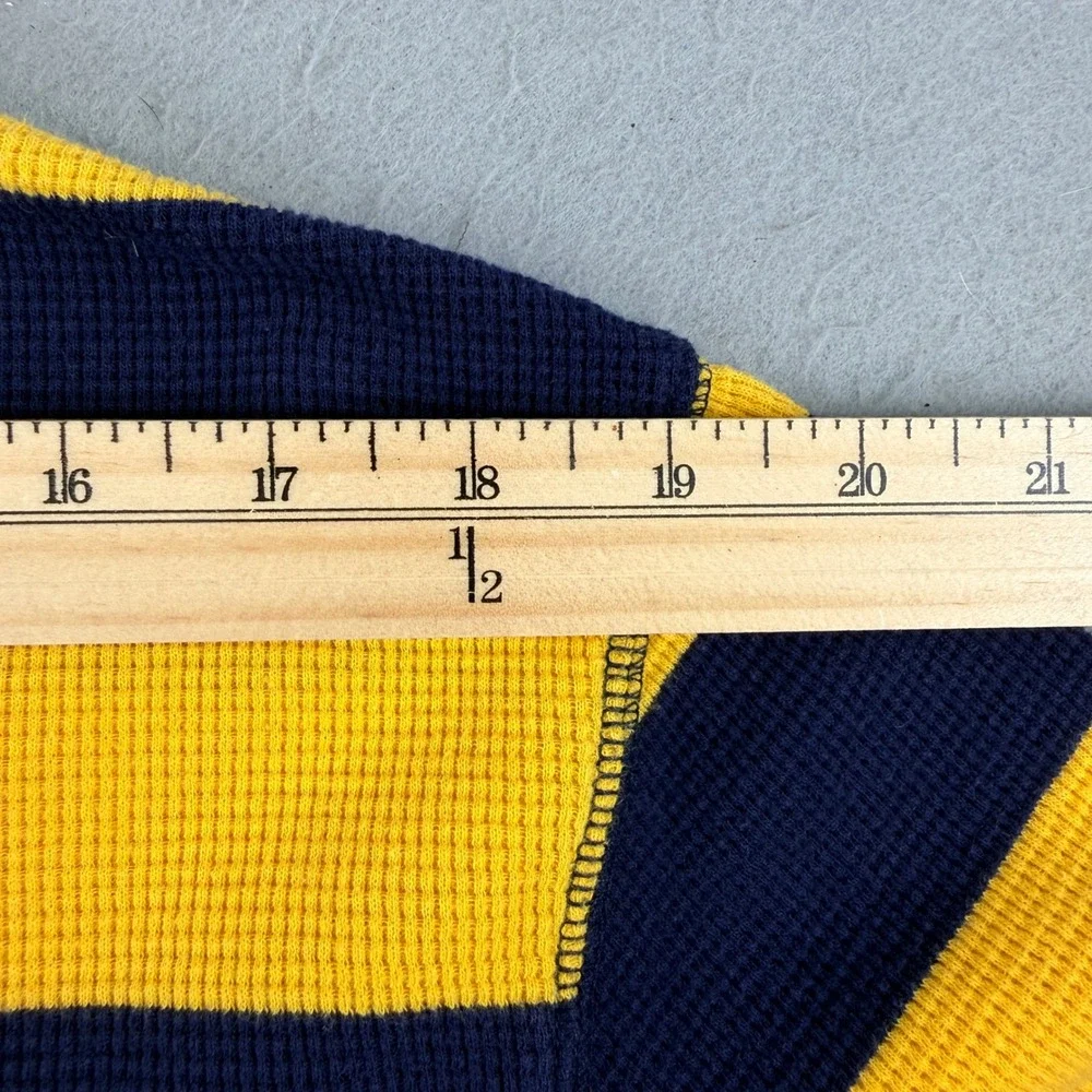 Polo Ralph Lauren Mens XL Waffle Knit Thermal Shirt Navy Yellow Striped Long Slv - Picture 8 of 10